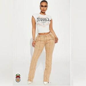 Fashion Nova Tan Straight Leg Jeans